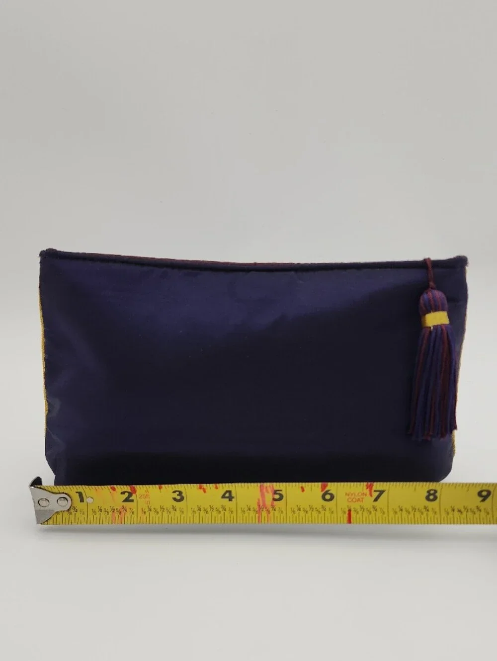 Yves Saint Laurent Navy Blue Tassel Zip Pouch